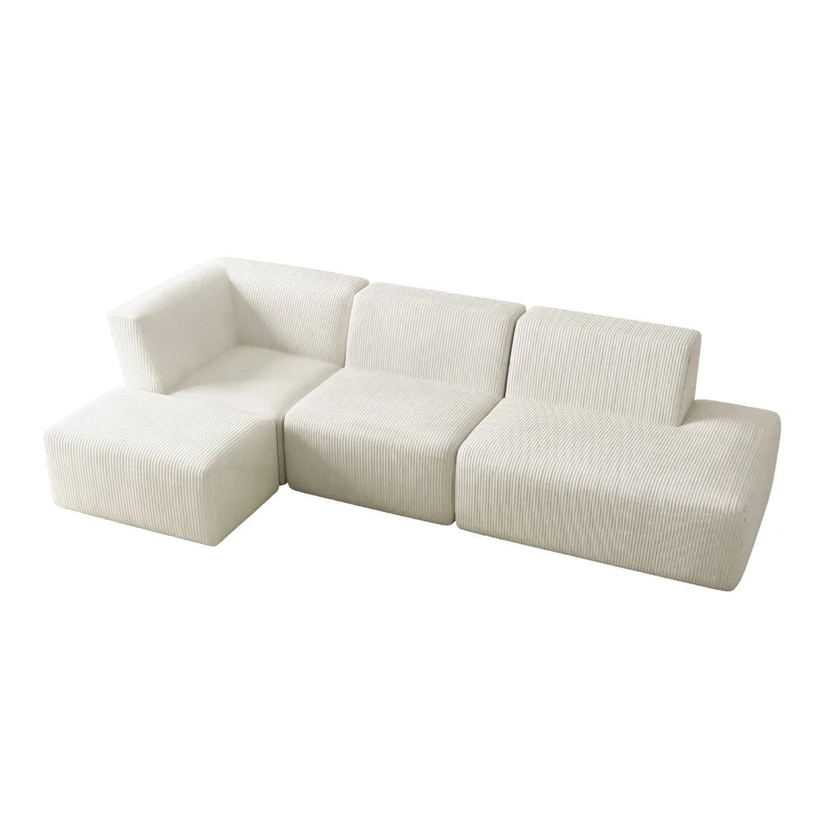 4 Pieces  Corduroy Sectional - Image 1