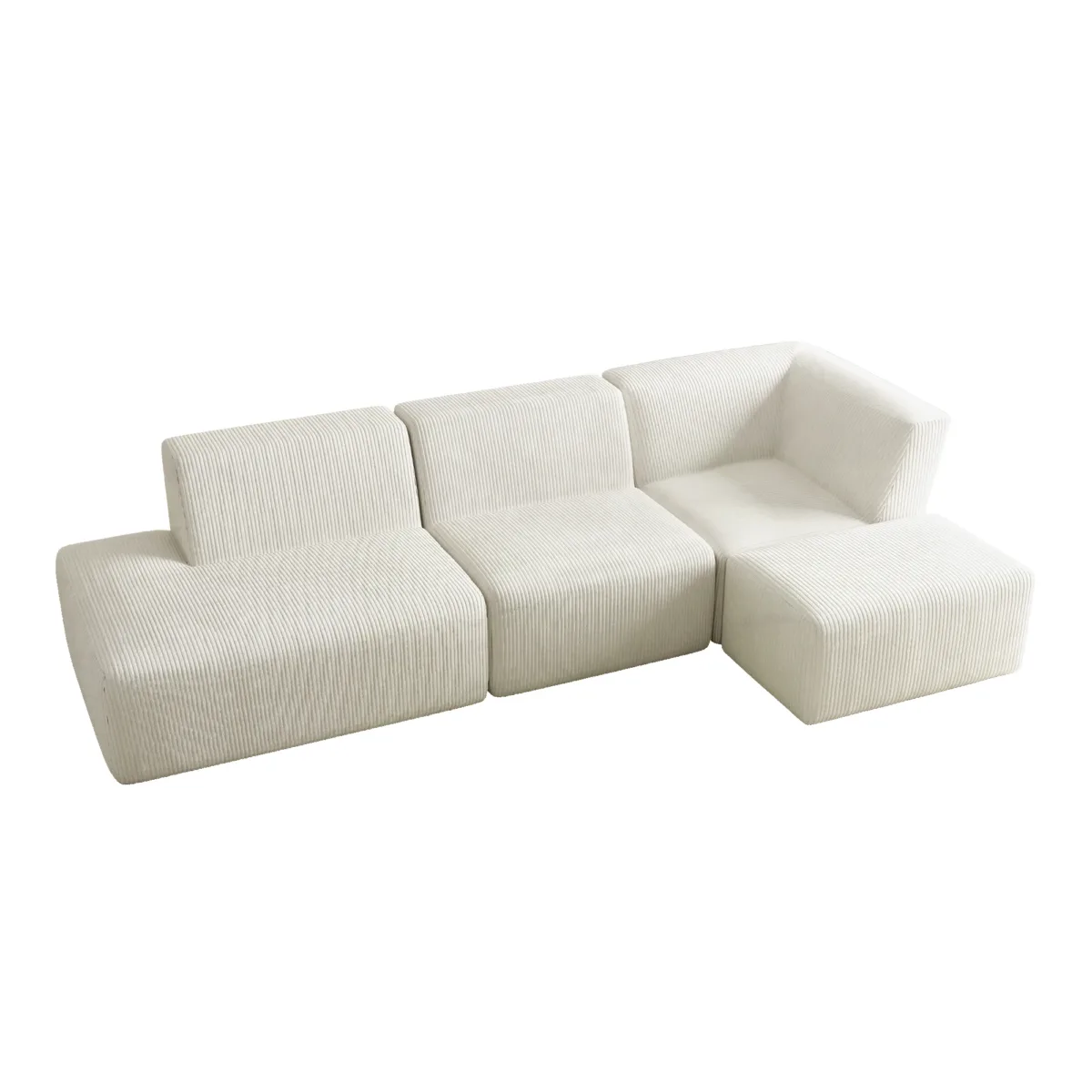 Camelle 4-Piece Corduroy Sectional Sofa with Right Chaise Module - Image 1