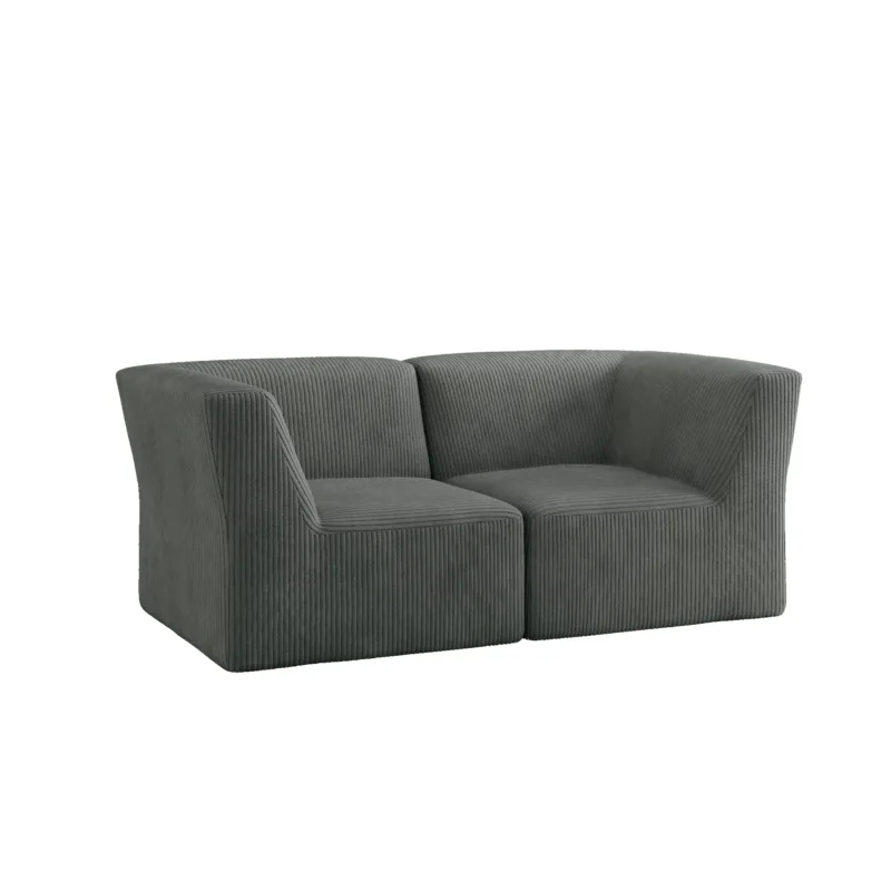 Camelle 2-Piece Flared Arms Corduroy Modular Loveseat - Image 4