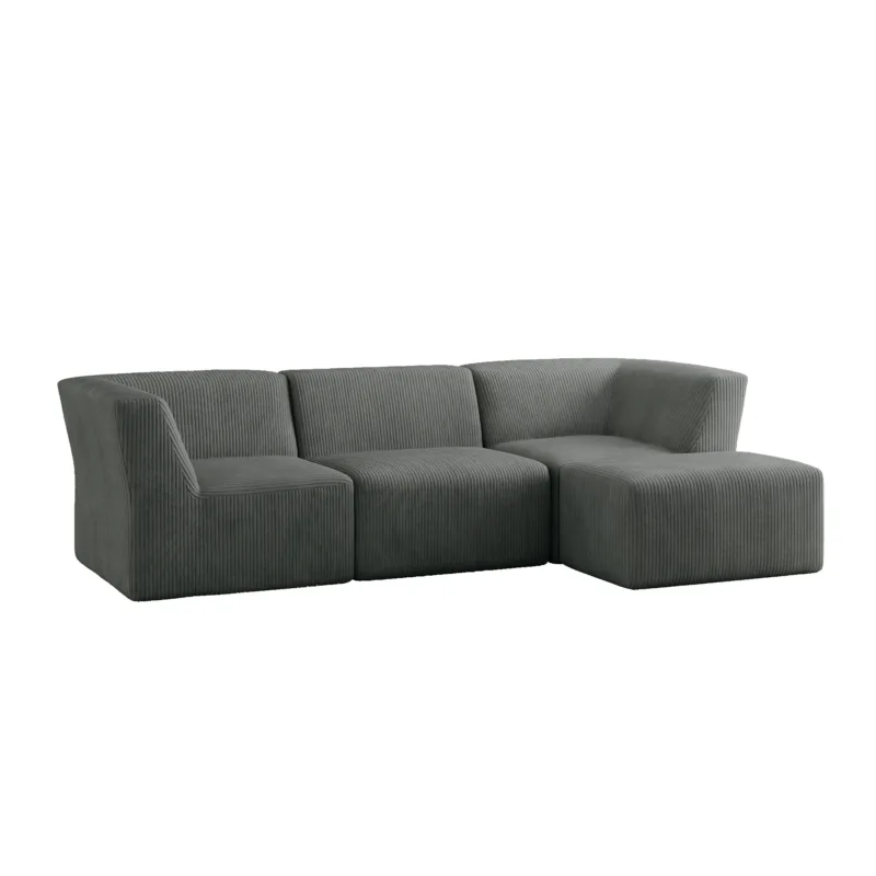 4 Pieces  Corduroy Sectional - Image 3