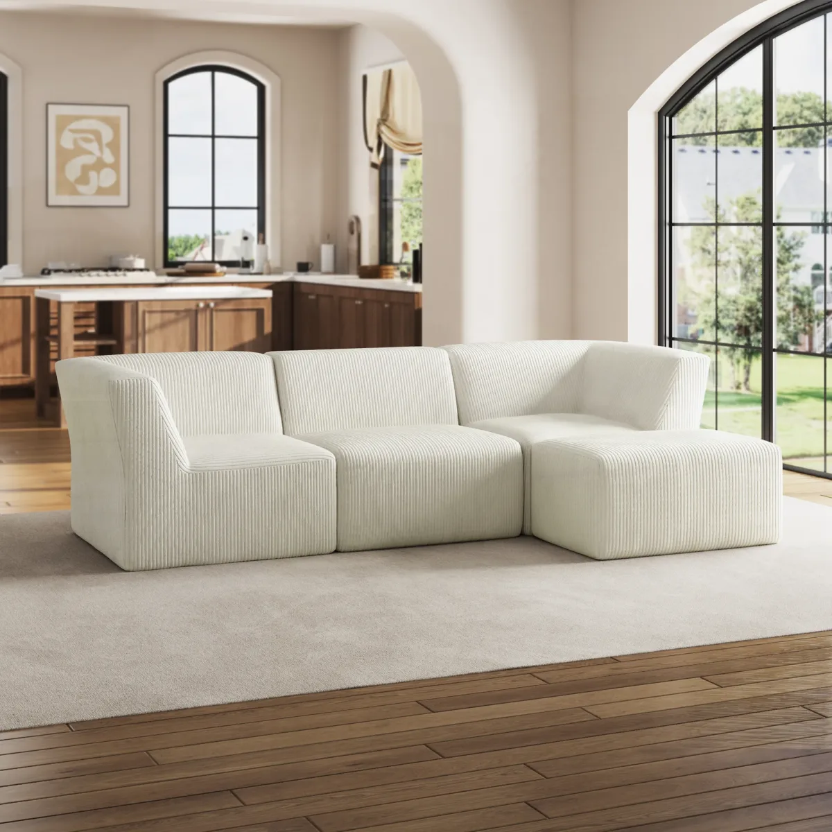 4 Pieces  Corduroy Sectional - Image 9