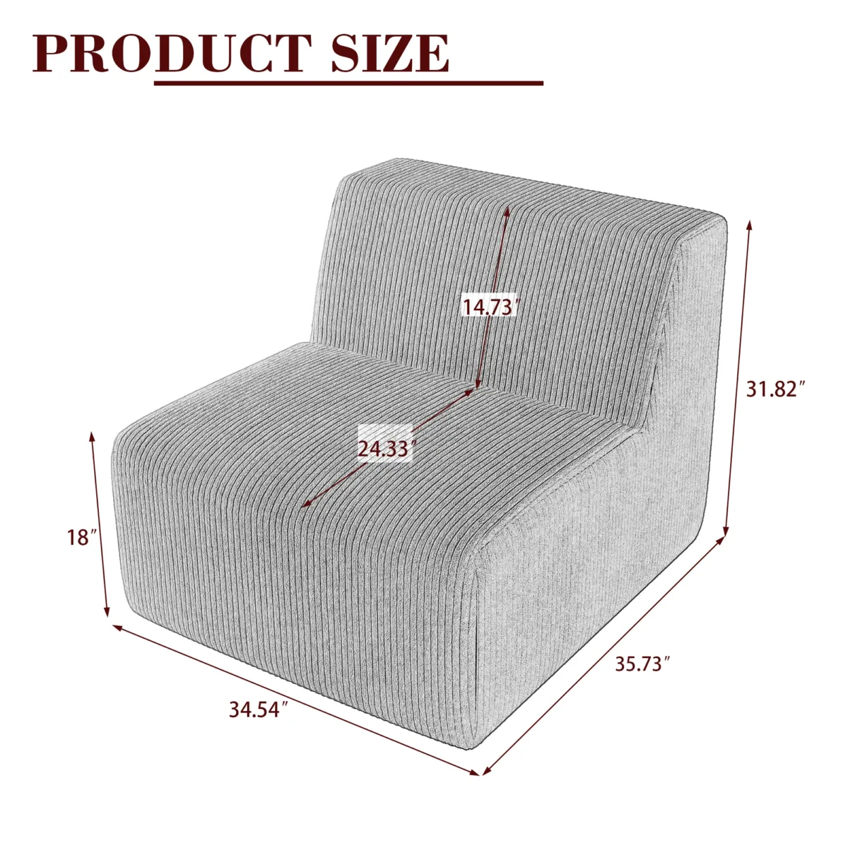 Camelle Corduroy Upholstered Armless Chair - Image 4