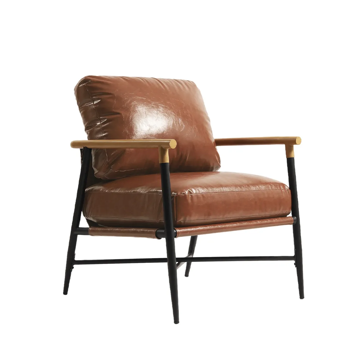 Dajauna Midcentury Modern Upholstered Metal Frame Arm Accent Chair - Image 1