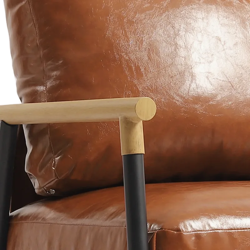 Dajauna Midcentury Modern Upholstered Metal Frame Arm Accent Chair - Image 10