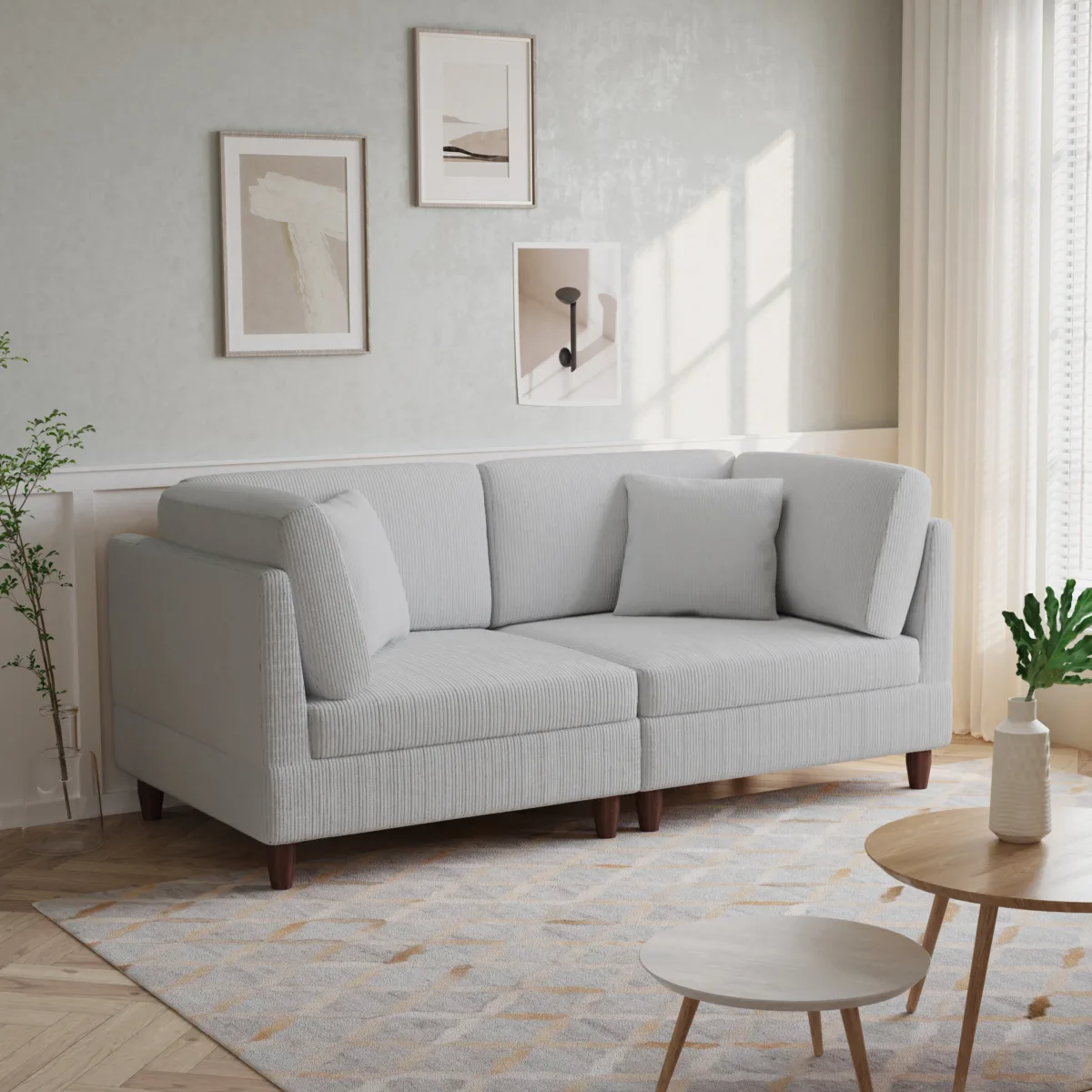 Renko 81.8" Modular Corduroy Sofa with Pillows - Image 9