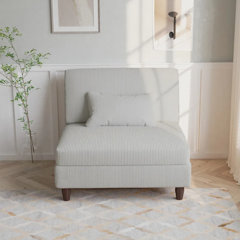 Renko Modular Corduroy Armless Chair with Pillow - Image 9