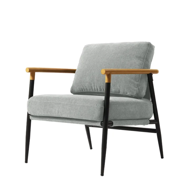 Dajauna Midcentury Modern Upholstered Metal Frame Arm Accent Chair - Image 3