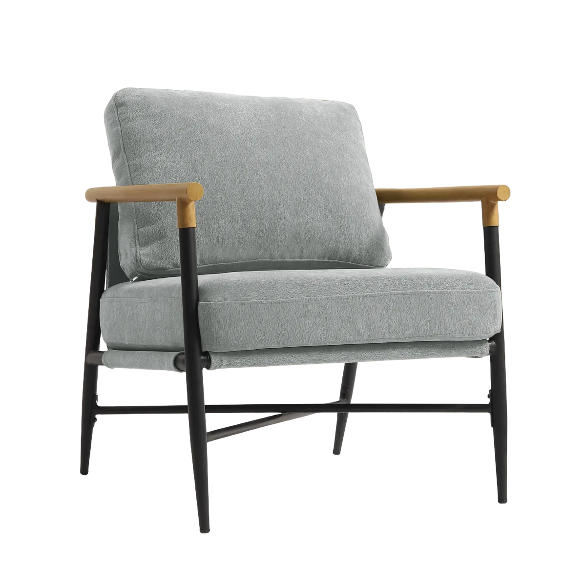 Dajauna Midcentury Modern Upholstered Metal Frame Arm Accent Chair - Image 4