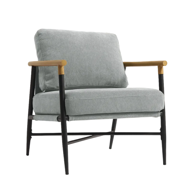 Dajauna Midcentury Modern Upholstered Metal Frame Arm Accent Chair - Image 4