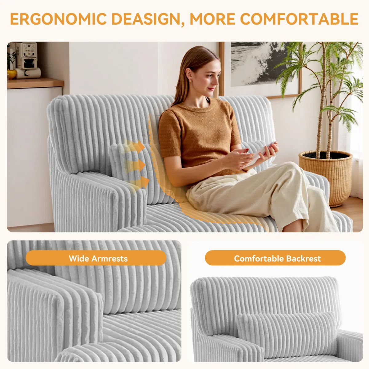 Ermia Modern Upholstered Faux Fur Square Ottoman - Image 6