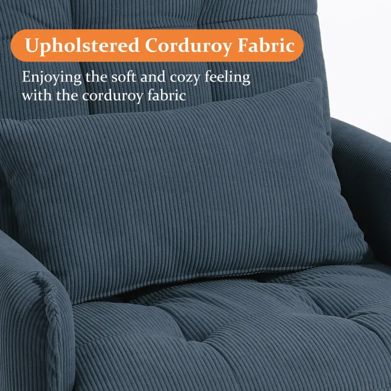 Deeda Soft Fabric Accent Chair with Adjustable Backrest and Ottoman - Image 9