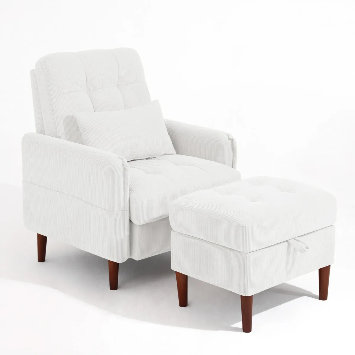 Deeda Soft Fabric Accent Chair with Adjustable Backrest and Ottoman - Image 4