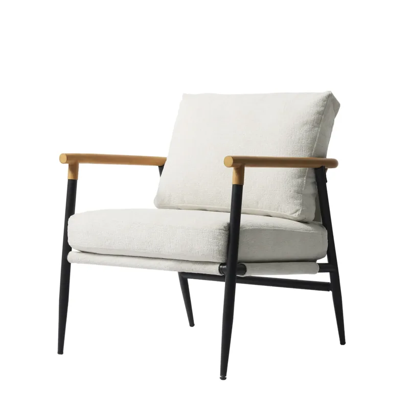 Dajauna Midcentury Modern Upholstered Metal Frame Arm Accent Chair - Image 2