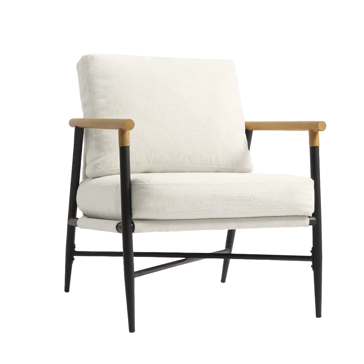 Dajauna Midcentury Modern Upholstered Metal Frame Arm Accent Chair - Image 3