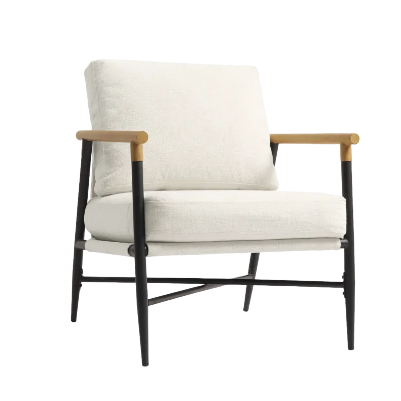 Dajauna Midcentury Modern Upholstered Metal Frame Arm Accent Chair - Image 3