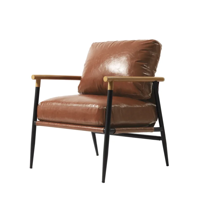 Dajauna Midcentury Modern Upholstered Metal Frame Arm Accent Chair