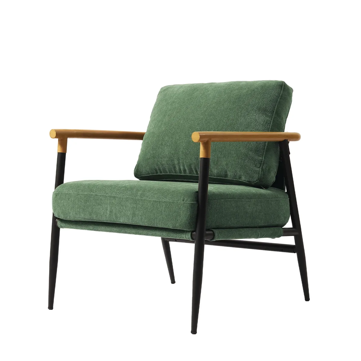 Dajauna Midcentury Modern Upholstered Metal Frame Arm Accent Chair - Image 5