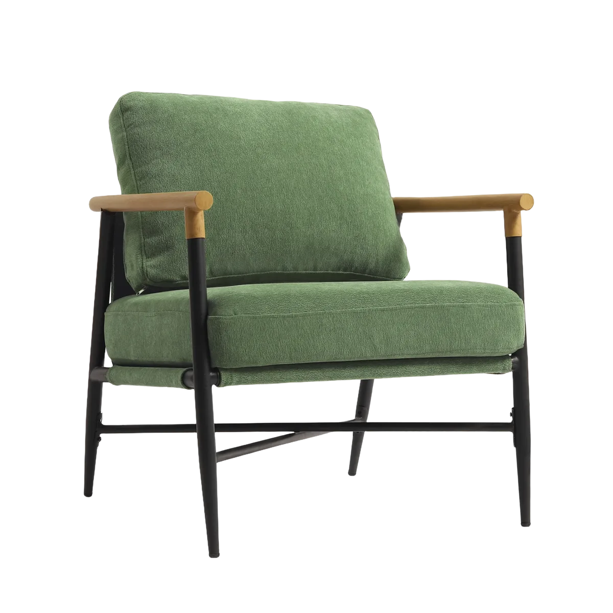 Dajauna Midcentury Modern Upholstered Metal Frame Arm Accent Chair - Image 5