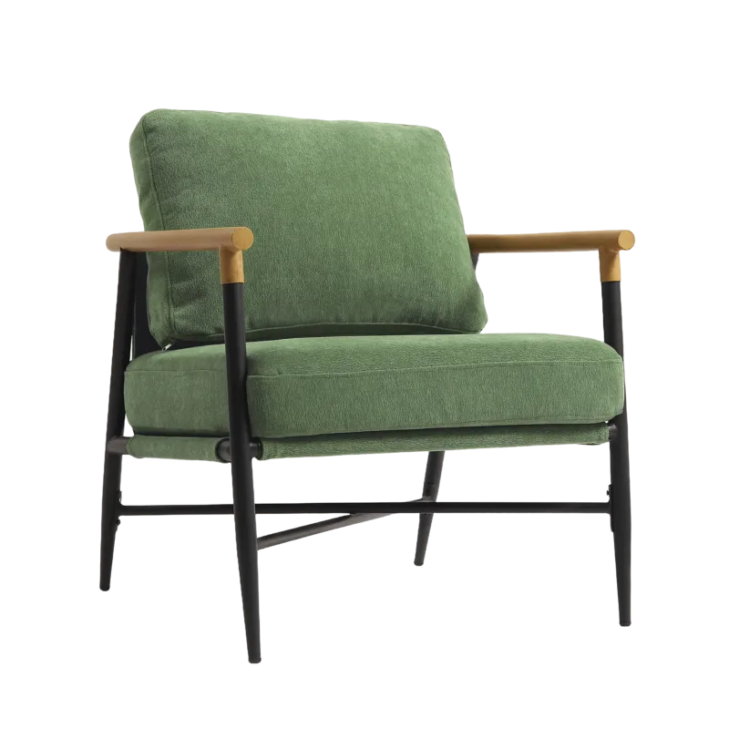 Dajauna Midcentury Modern Upholstered Metal Frame Arm Accent Chair - Image 5