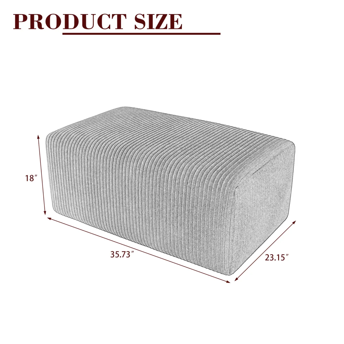 Corduroy Upholstered Ottoman - Image 4