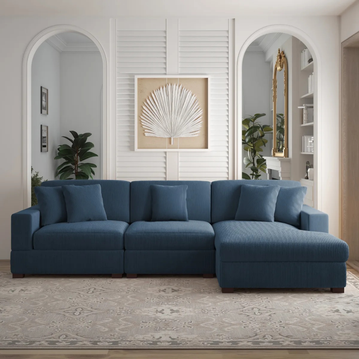 Phydra 3-Piece L-Shape Cordurey Sectional Sofa - Image 17