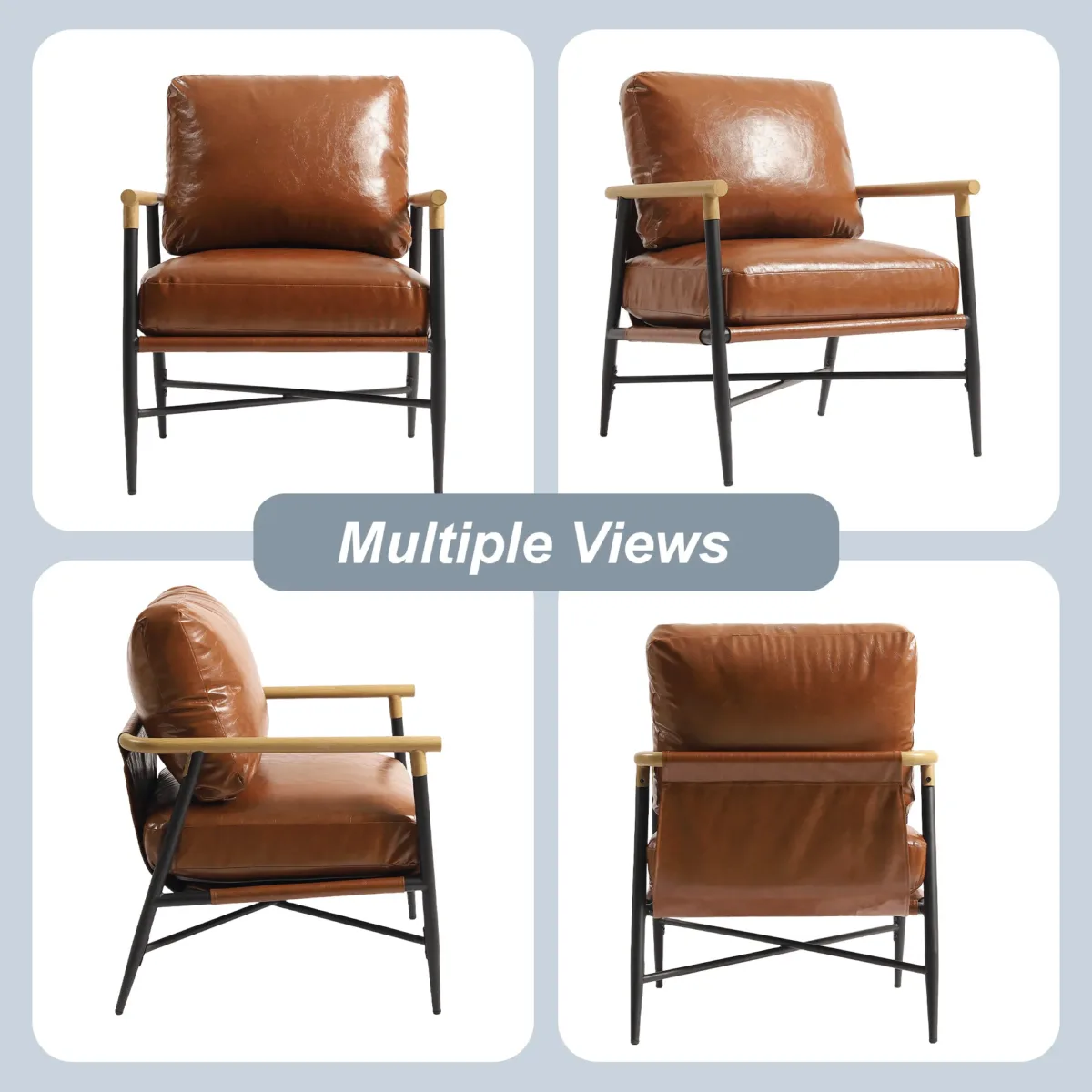 Dajauna Midcentury Modern Upholstered Metal Frame Arm Accent Chair - Image 9