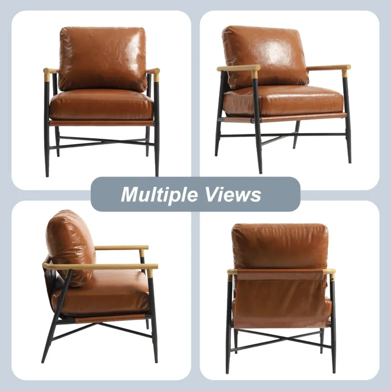Dajauna Midcentury Modern Upholstered Metal Frame Arm Accent Chair - Image 9
