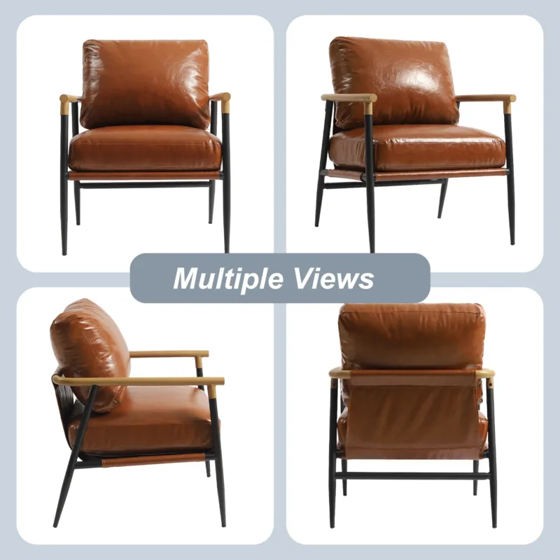 Dajauna Midcentury Modern Upholstered Metal Frame Arm Accent Chair - Image 9