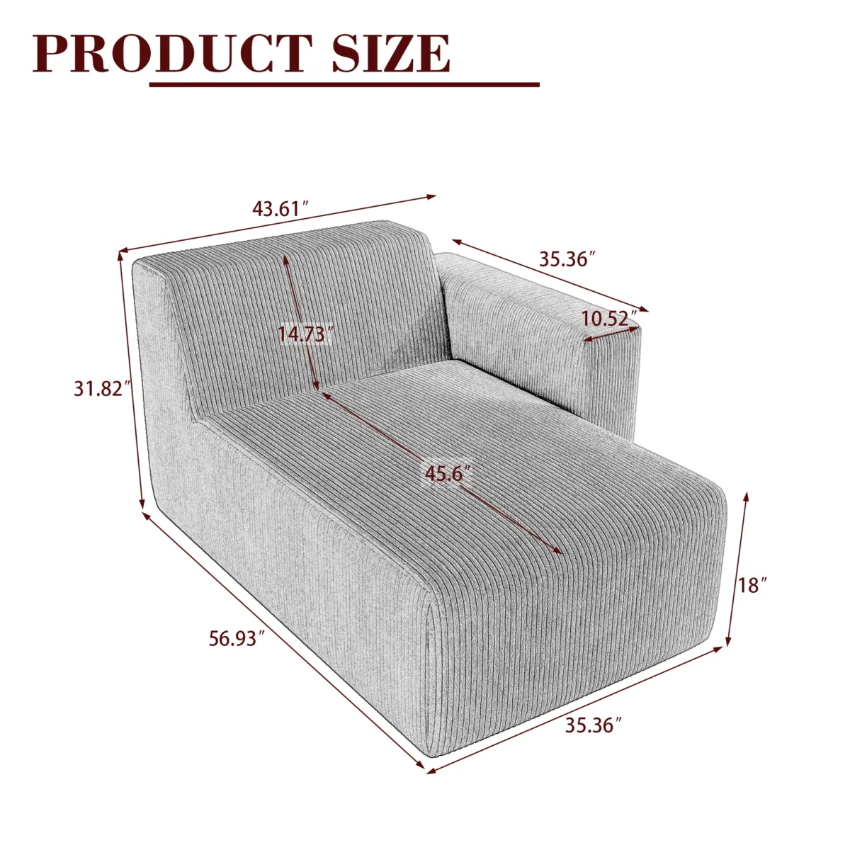 Camelle Left Arm Facing Corduroy Chaise Lounge - Image 4