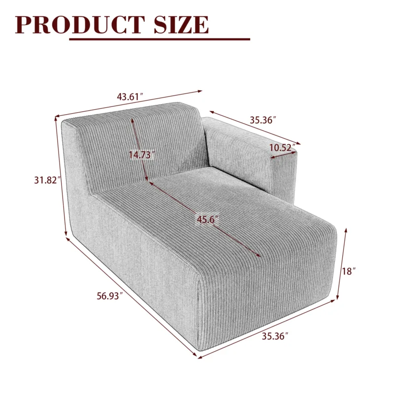 Camelle Left Arm Facing Corduroy Chaise Lounge - Image 4