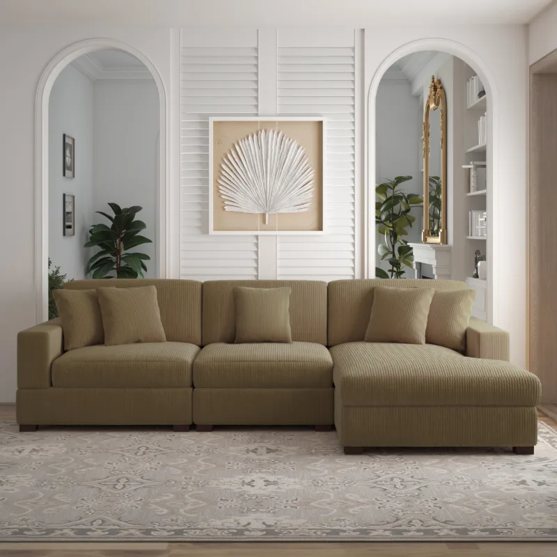 Phydra 3-Piece L-Shape Cordurey Sectional Sofa - Image 13