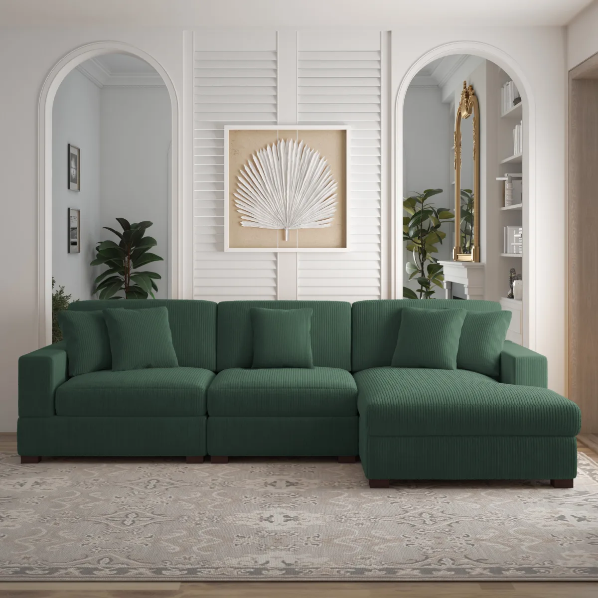 Phydra 3-Piece L-Shape Cordurey Sectional Sofa - Image 15