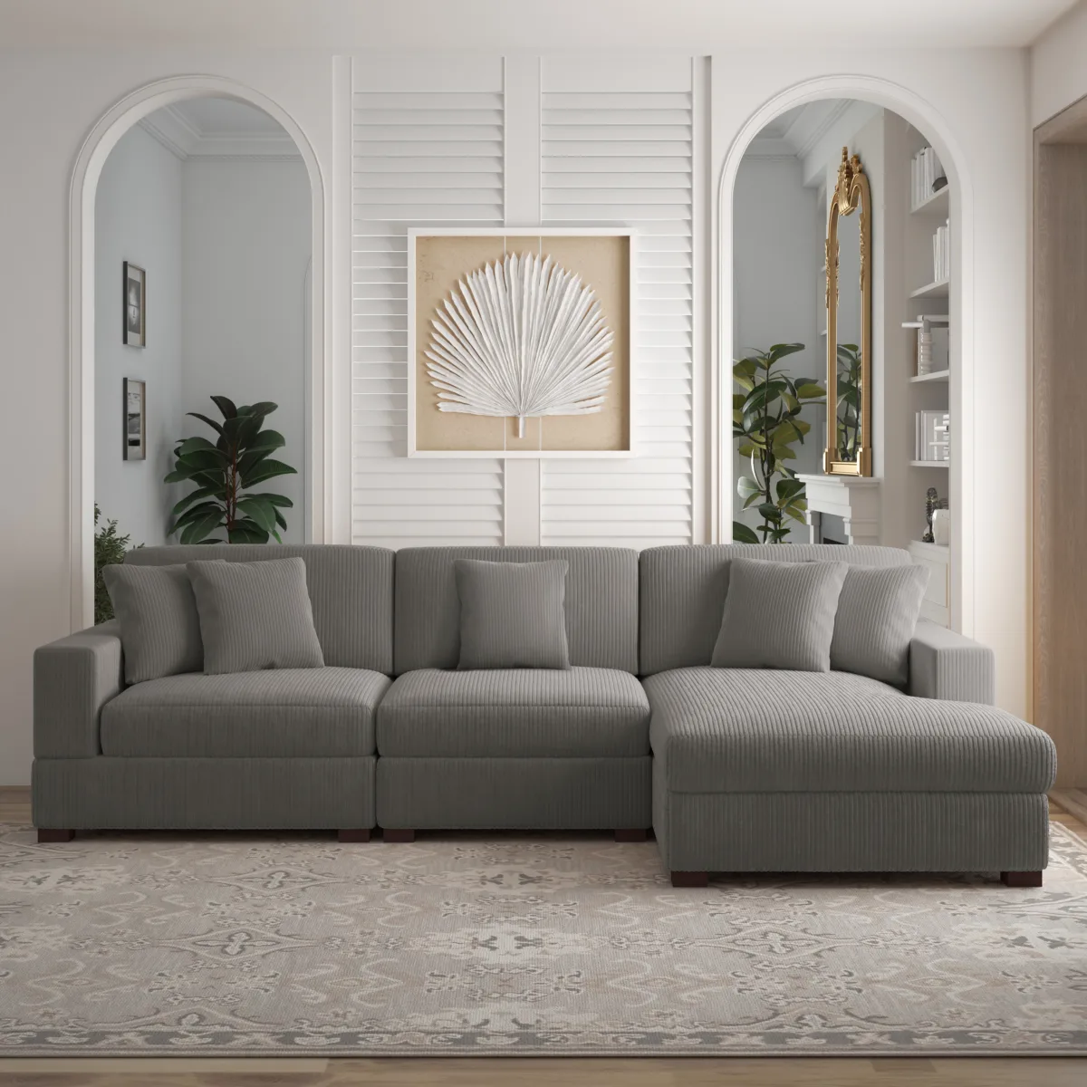 Phydra 3-Piece L-Shape Cordurey Sectional Sofa - Image 16