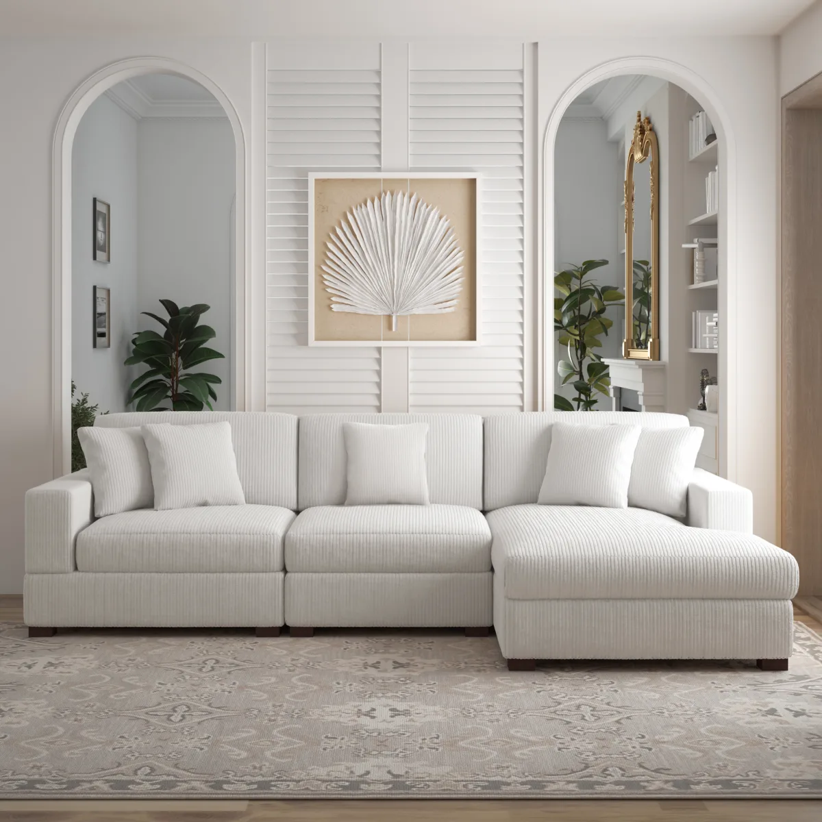 Phydra 3-Piece L-Shape Cordurey Sectional Sofa - Image 10