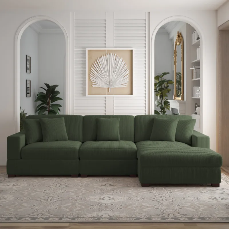 Phydra 3-Piece L-Shape Cordurey Sectional Sofa - Image 14