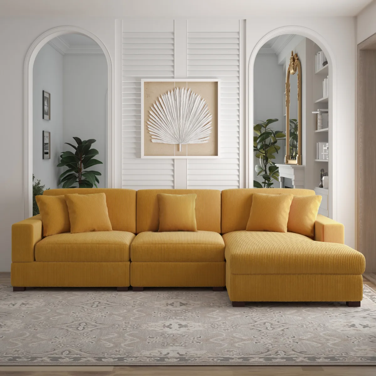Phydra 3-Piece L-Shape Cordurey Sectional Sofa - Image 11