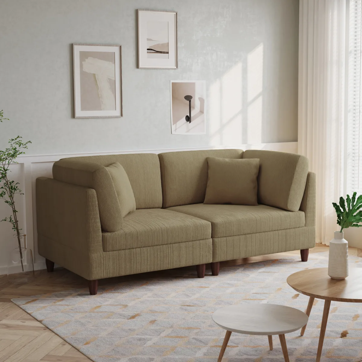 Renko 81.8" Modular Corduroy Sofa with Pillows - Image 8