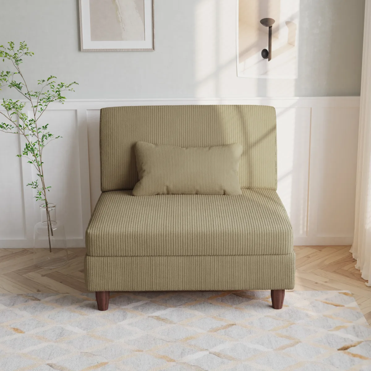 Renko Modular Corduroy Armless Chair with Pillow - Image 7