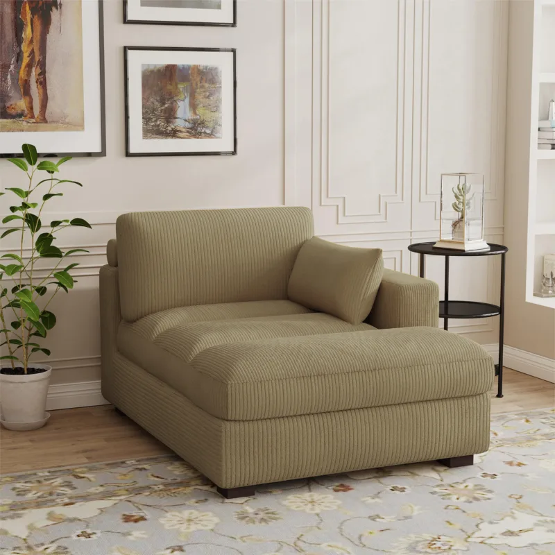 Sondera 41.3" Left Arm Facing Corduroy Chaise Lounge - Image 9