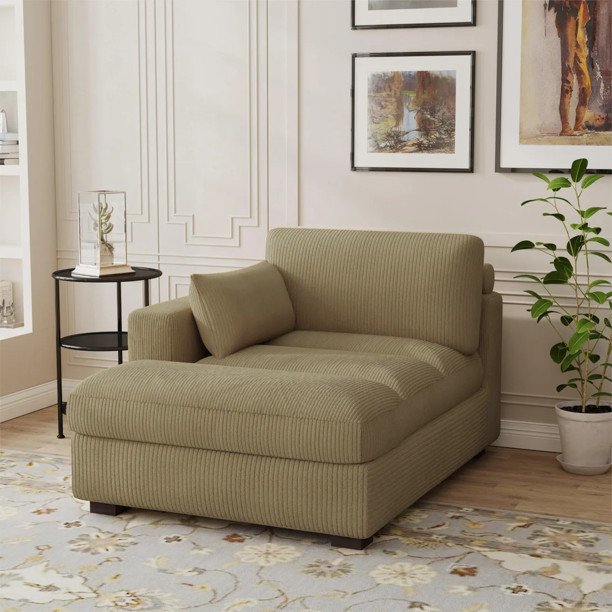 Sondera 41.3" Right Arm Facing Corduroy Chaise Lounge - Image 9
