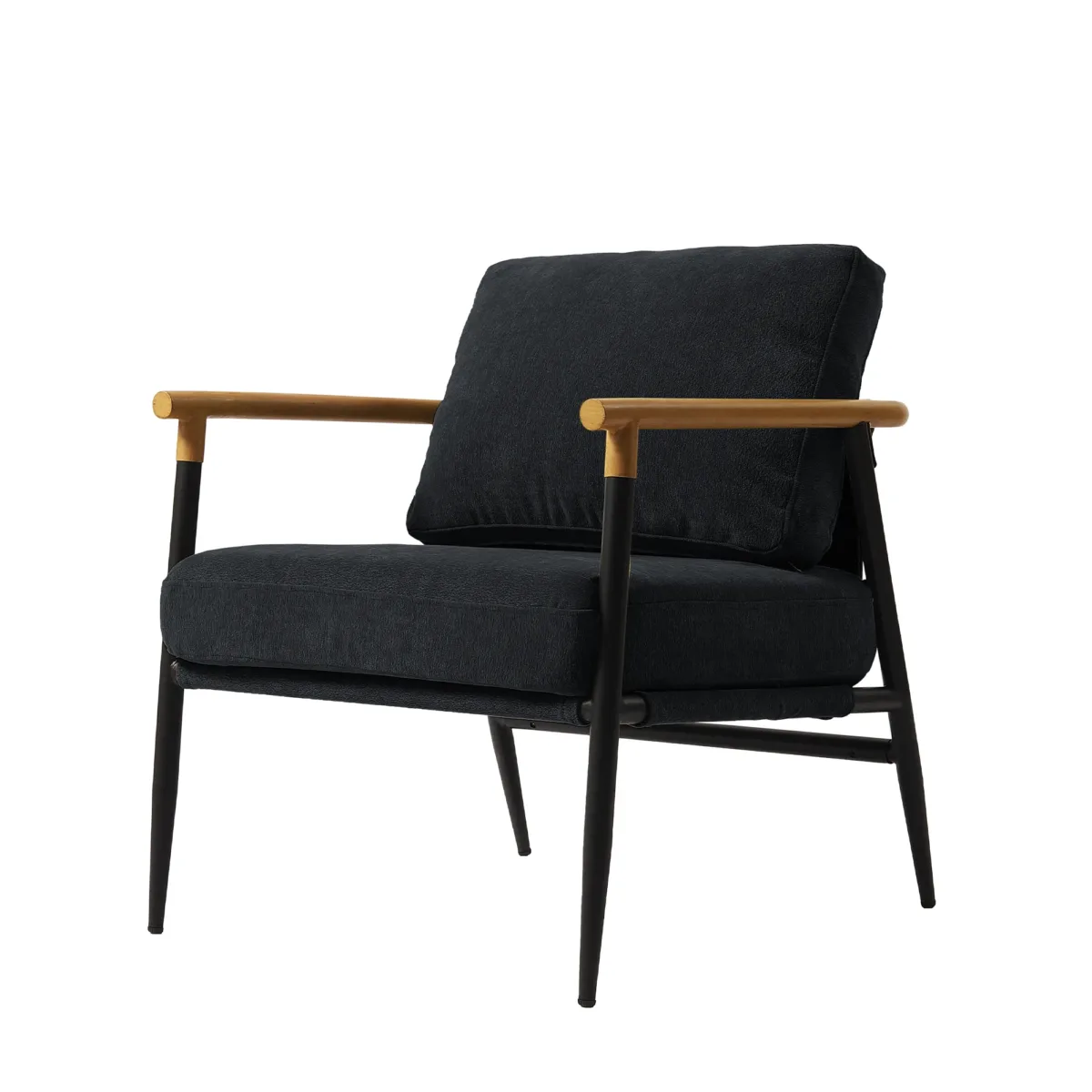 Dajauna Midcentury Modern Upholstered Metal Frame Arm Accent Chair - Image 4
