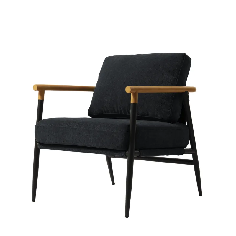 Dajauna Midcentury Modern Upholstered Metal Frame Arm Accent Chair - Image 4