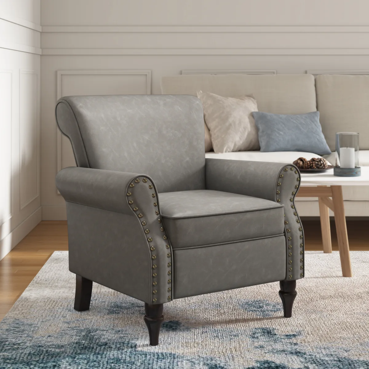 Aveloy French Country Rolled Arms Accent Chair - Image 7