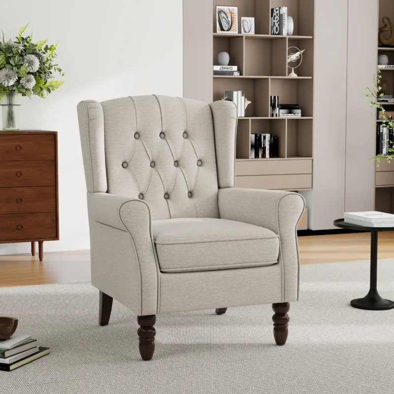 Orvale Button Tufted Upholstered Wingback Armchair - Image 4