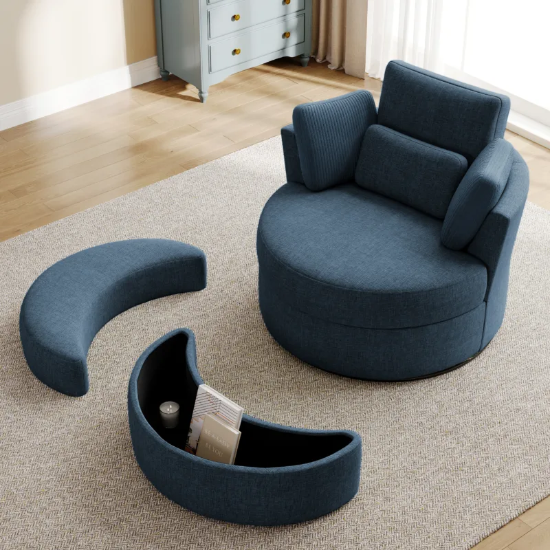 Elarae Swivel Barrel Chair with Storage Ottoman & Pillows - Image 18