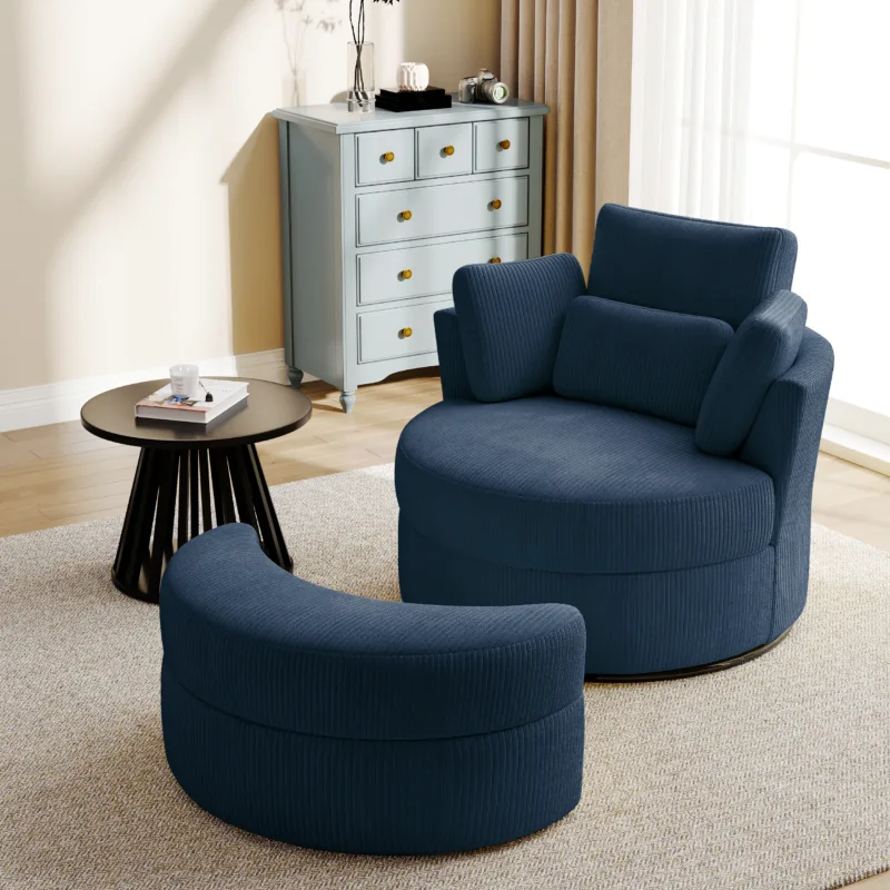 Elarae Swivel Barrel Chair with Storage Ottoman & Pillows - Image 12
