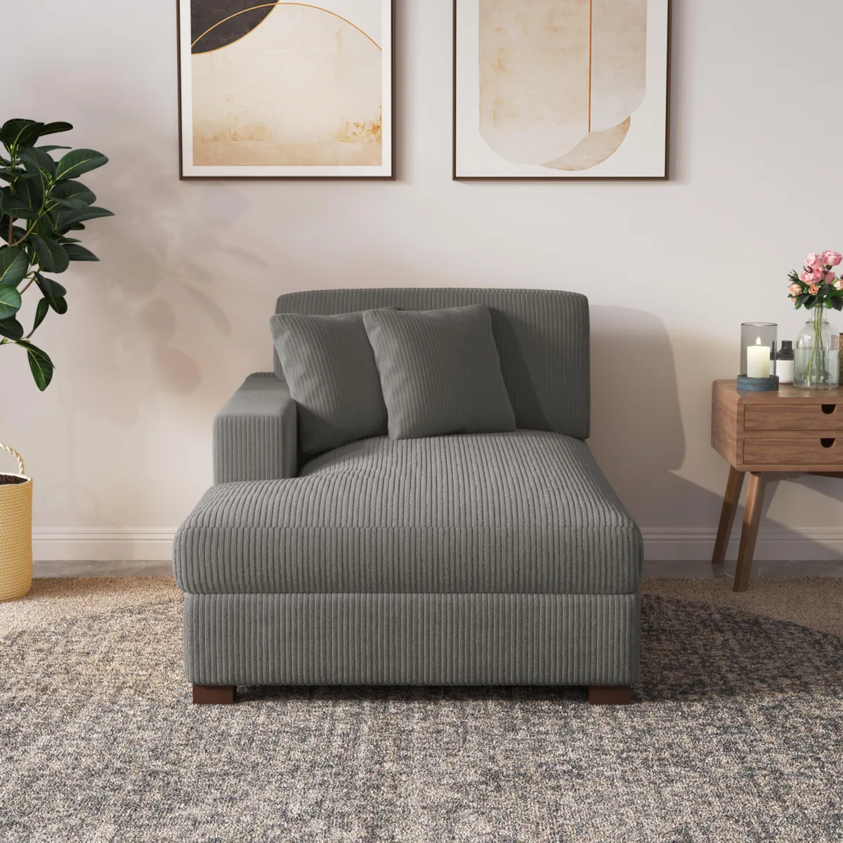 Phydra Modular Corduroy Lounge Chaise - Image 6