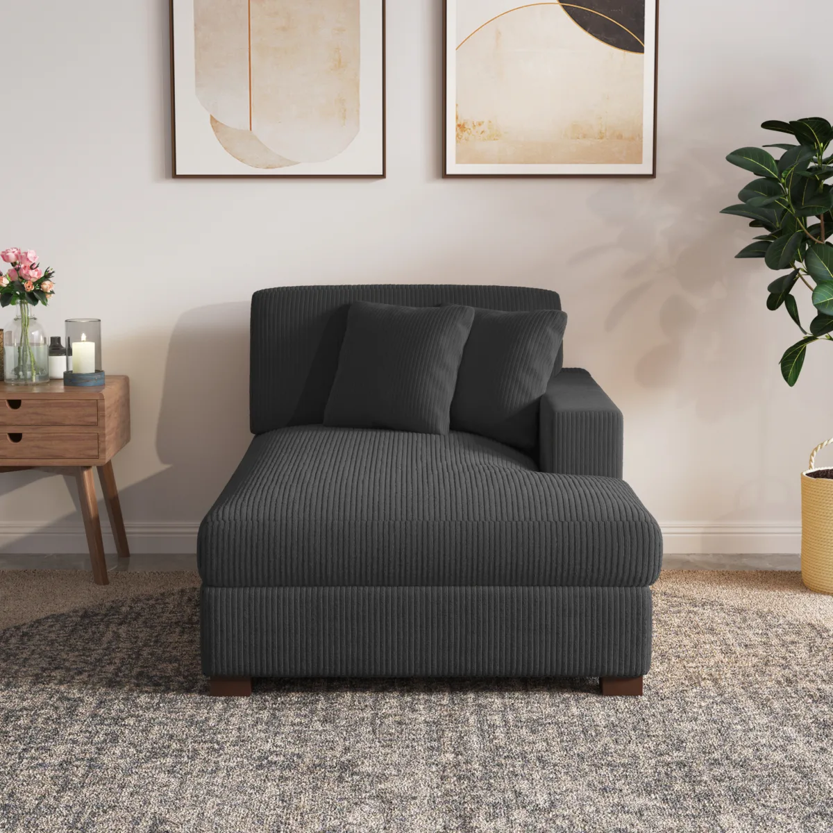 Phydra Modular Corduroy Lounge Chaise - Image 14