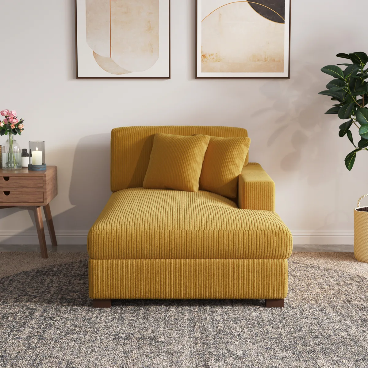 Phydra Modular Corduroy Lounge Chaise - Image 10