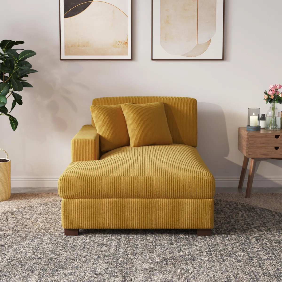 Phydra Modular Corduroy Lounge Chaise - Image 3